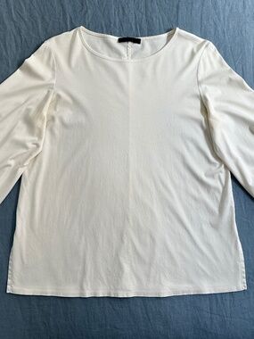 THE ROW Cream White Cotton Blouson Sleeve Shirt, US Size S